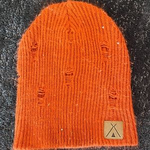 Orange Distressed Beanie